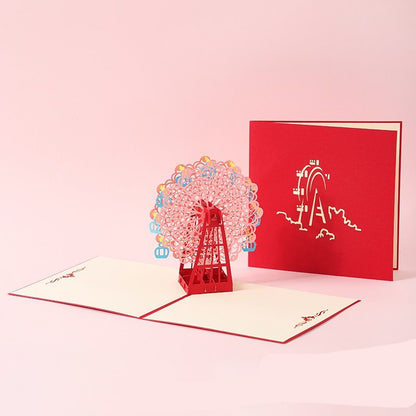 3D Sakura Kissing Lover Greeting Card