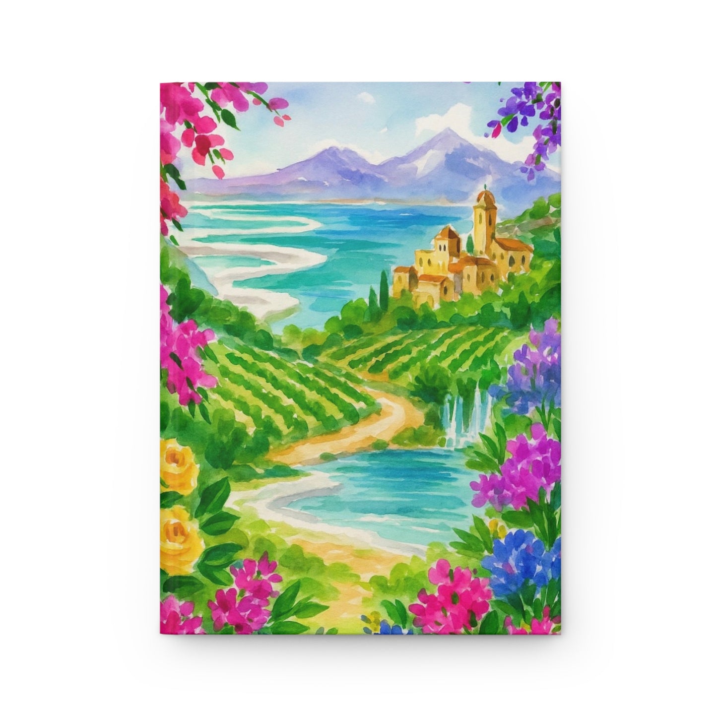 Colorful Landscape Hardcover Journal, Aesthetic Note Book, Floral Journal, Travel Log, Inspirational Gift, Writing Journal
