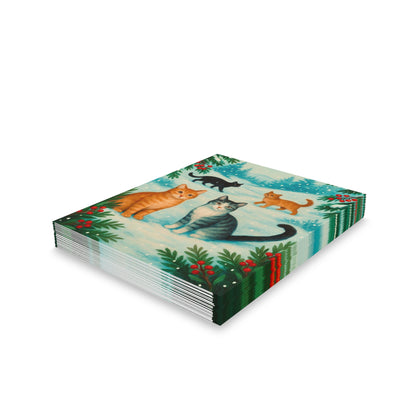 Charming Cat-Themed Greeting Cards for All Occasions, Festive Cards, Cat Lovers, Holiday Cards, Cute Cat Prints, Winter Greetings