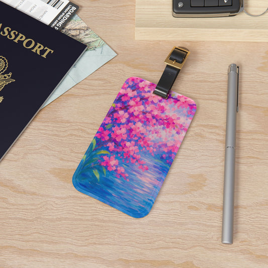 Vibrant Floral Luggage Tag - Travel Accessory, Gift for Travelers, Personalized ID Tag, Wanderlust Decor, Flower Design