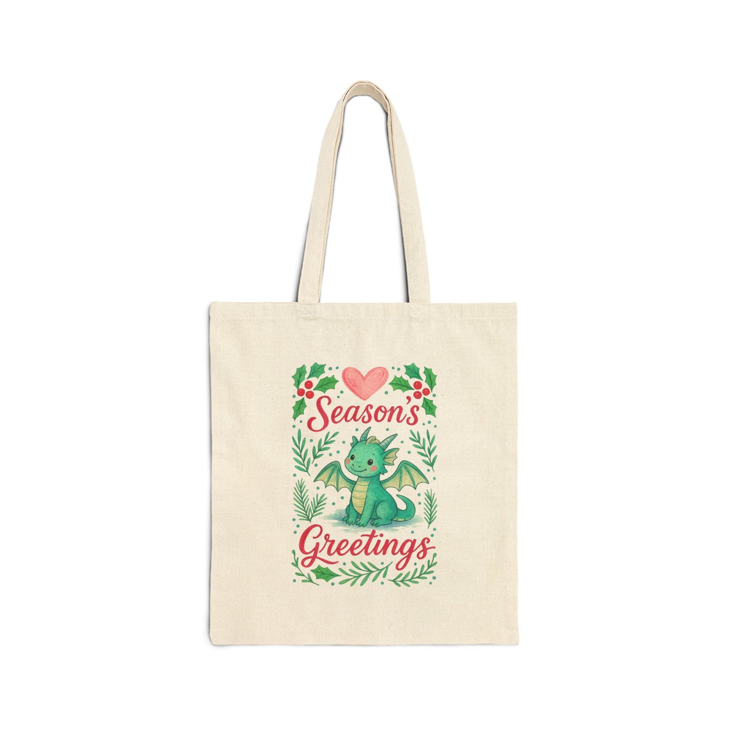 Seasonal Greetings Cotton Canvas Tote Bag, Eco-Friendly Gift Bag, Holiday Shopper Tote, Cute Reusable Bag, Festive Carryall