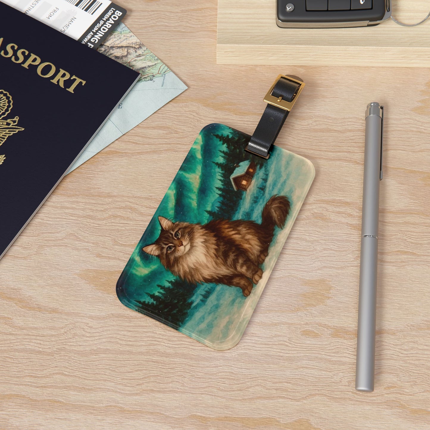 Whimsical Cat Luggage Tag | Travel Accessory, Pet Lover Gift, Vintage Style, Adventure Essential, Holiday Travel