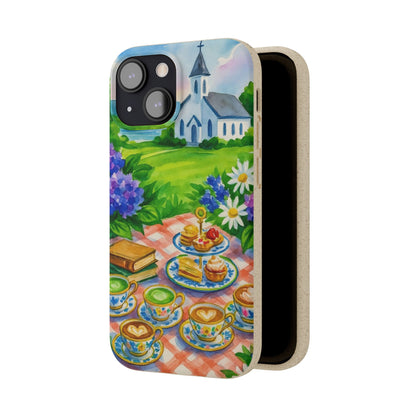 Biodegradable Phone Cases with Charming Tea Party Design, Eco-Friendly Phone Cover, Gift for Nature Lovers, Fun & Whimsical Style