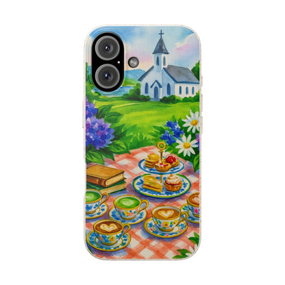 Biodegradable Phone Cases with Charming Tea Party Design, Eco-Friendly Phone Cover, Gift for Nature Lovers, Fun & Whimsical Style